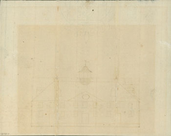 Washington's draft for the West elevation and cellar floor plan.