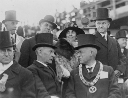 President and Mrs. Coolidge at the laying of the cornerstone of the George Washington Masonic National Memorial (Library of Congress)