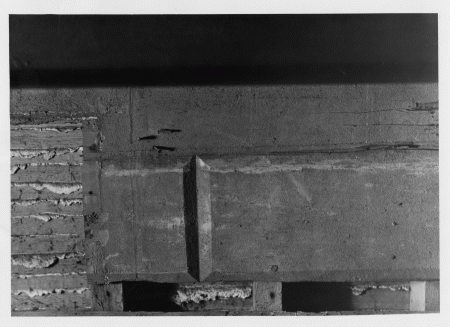 A section of trapped siding found during 1956 restoration work, MVLA