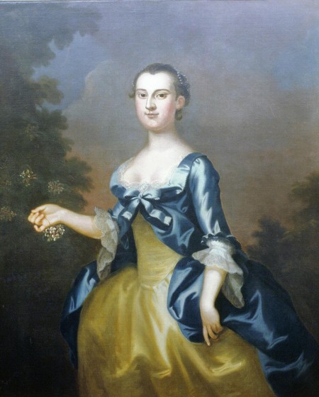 Portrait of Martha Dandridge Custis, John Wollaston, oil on canvas, 1757. Washington-Custis-Lee Collection, Washington and Lee University, Lexington, VA. [U1918.1.1]