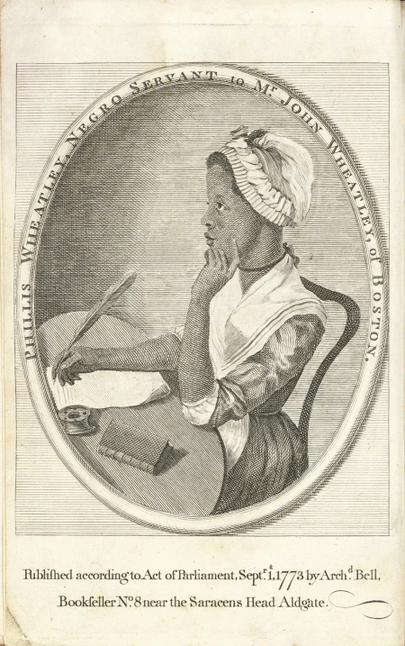 Phillis Wheatley, Unidentified artist, after Scipio Moorhead, 1773, Engraving on paper, National Portrait Gallery, Smithsonian Institution.