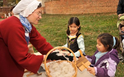 Wool carding demonstration