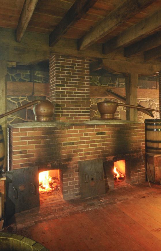 Two of the copper stills within Washington’s Distillery in action (Russ Flint)