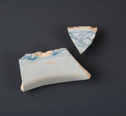 Handpainted blue tin-glaze earthenware plate or dish.