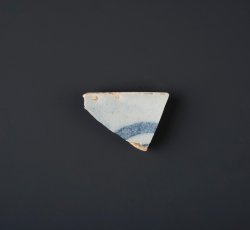 Handpainted blue tin-glaze earthenware teaware, unidentifiable.