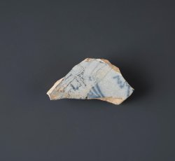 Handpainted blue tin-glaze earthenware plate or dish.