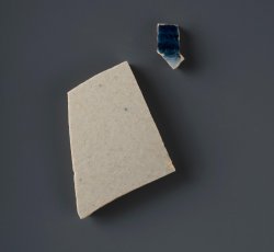 Debased scratch blue, white salt glaze stoneware hollow vessel.