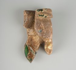 Melted wine bottle neck with two-part finish.