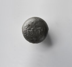 Cast domed pewter waist coat button with &quot;H&quot; and &quot;P&quot; touch mark