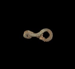 Copper alloy clothing hook with one eye.
