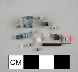 Drawn, simple, barrel-shaped, blue seed-bead