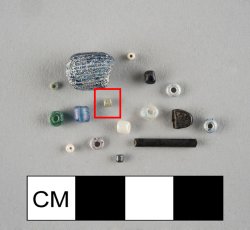 Drawn, simple, barrel-shaped, light green seed bead