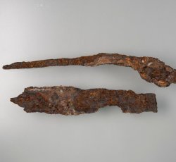 Iron knife blade with rectangular tang