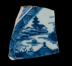 Chinese export porcelain plate, landscape motif.