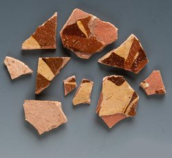 North Midlands/Staffordshire slipware flatware with marbled decoration.