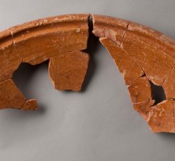 Post-Medieval, London-area redware milk pan, large.