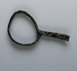 Iron scissors, bow and shank fragment.