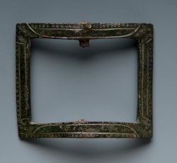 Shoe buckle frame with engraved geometric decoration.