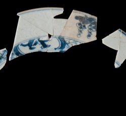 Grape, bamboo, and squirrel porcelain plate.