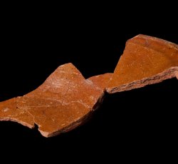 Post-medieval, London-area redware milk pan.