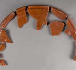 Post-medieval, London-area redware milk pan.