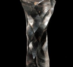 Wine glass, diamond-faceted stem.