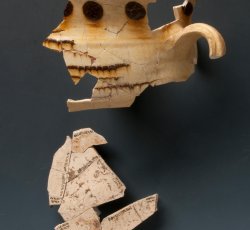 Staffordshire slipware trailed, combed, and dotted drinking pot.
