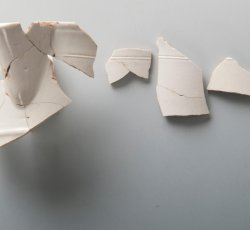 White salt-glazed stoneware pitcher.