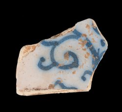 Blue painted tin-glazed earthenware unidentified form.