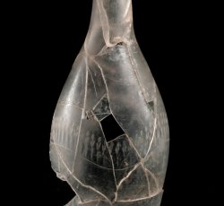 Leaded glass decanter with copper-wheel engraved decoration.