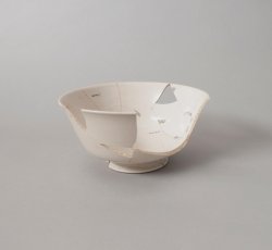 White salt-glazed stoneware slop or waster bowl. 