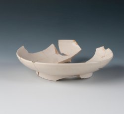 White salt-glazed stoneware saucer.