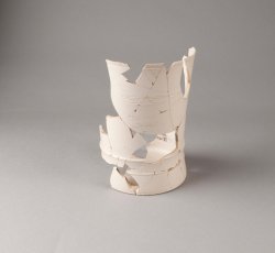 White salt-glazed stoneware mug. 