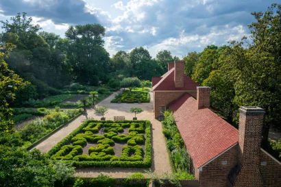 upper garden parterres and greenhouse landscape sky view