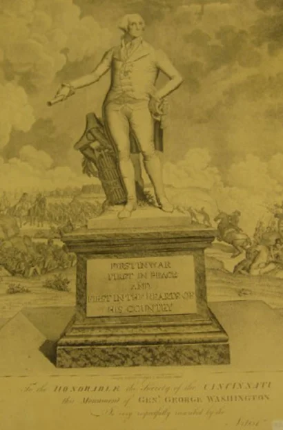 To the Honorable the Society of the Cincinnati/ this monument of General George Washington/ Is very respectfully inscribed by the/Artist, John Eckstein, Philadelphia, 1806.