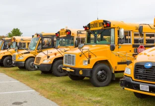 Yellow School Buses Lined Up