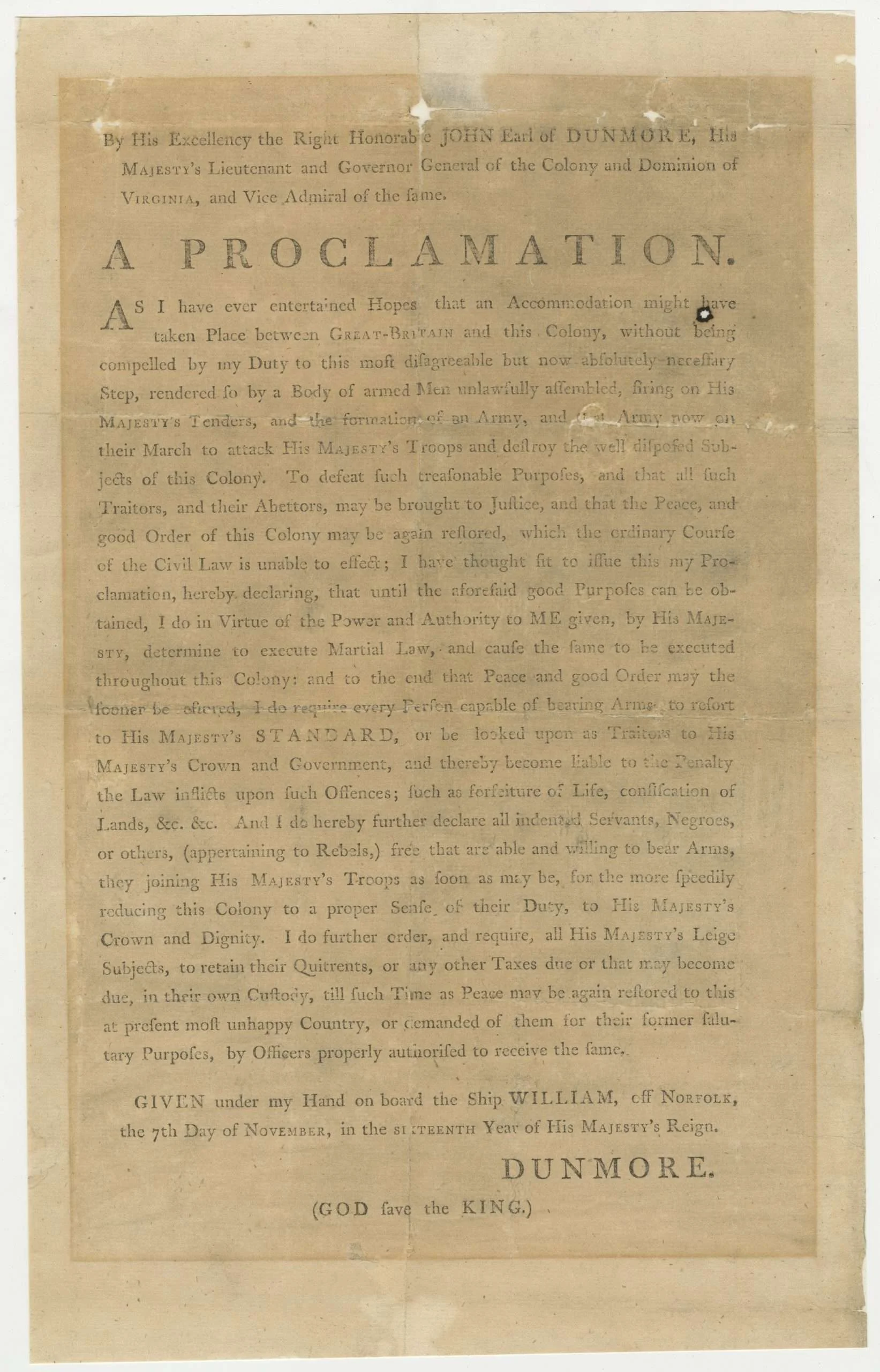 Lord Dunmore’s Proclamation