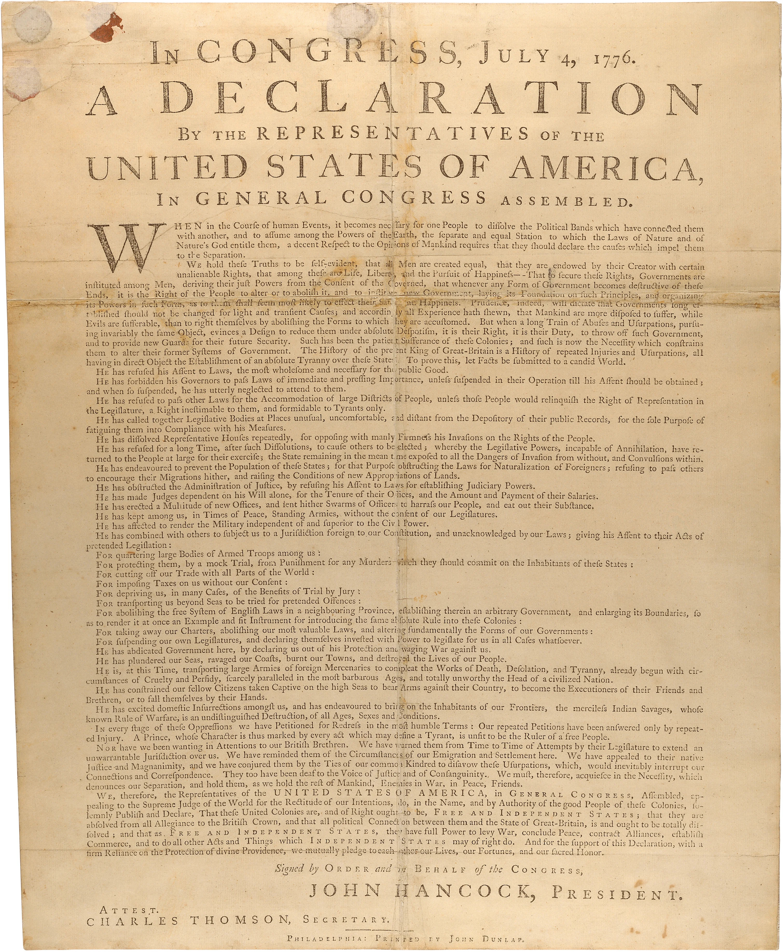 John Dunlap broadside