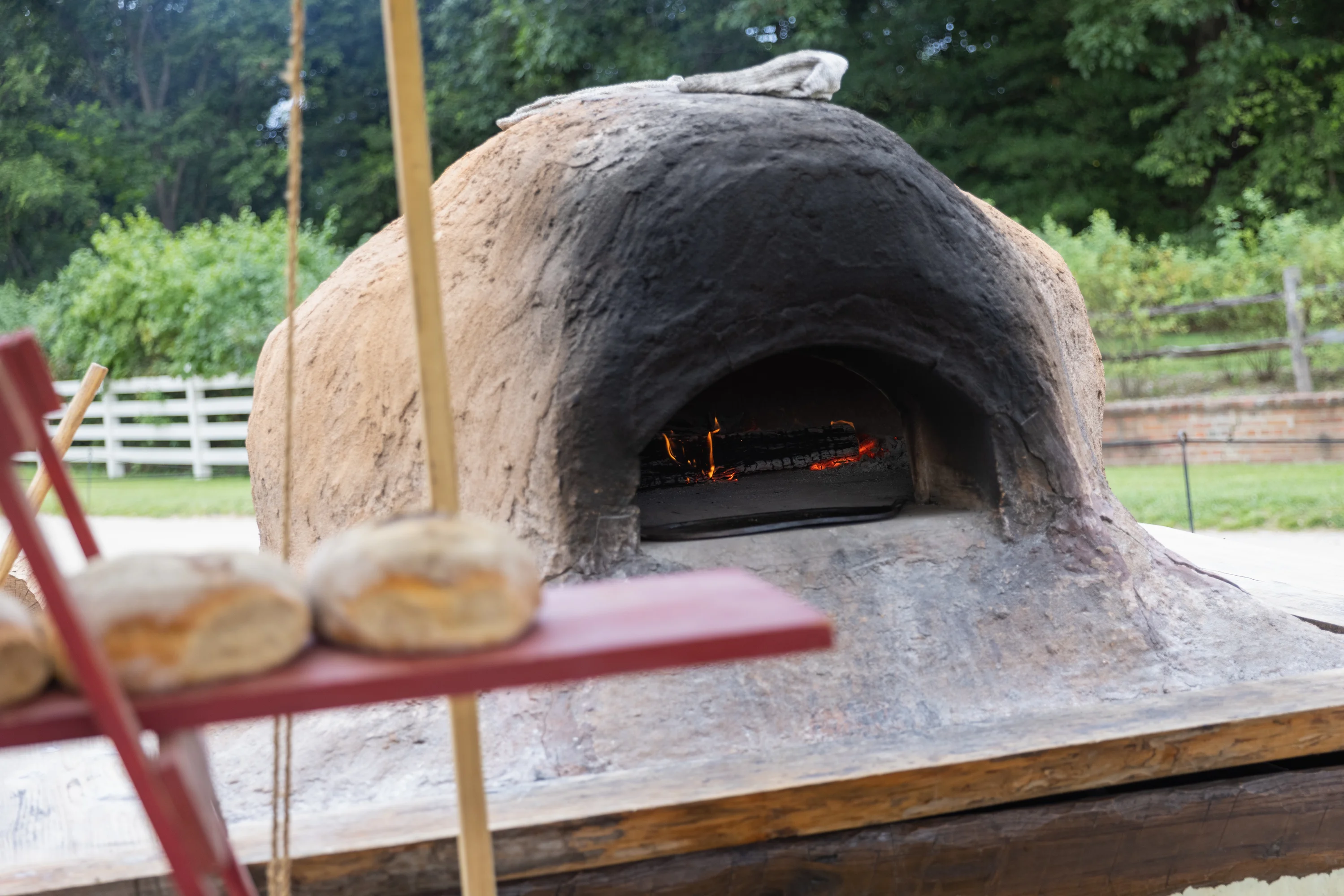 A replica colonial wood-burning clay oven, used by chef Justin Cherry. (MVLA)