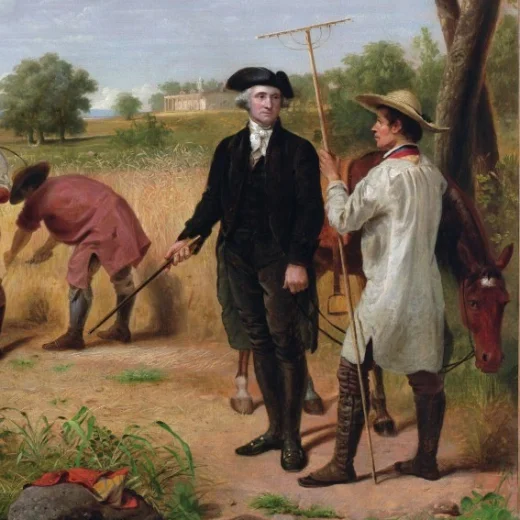 George Washington depicted as a farmer in an 1851 painting.