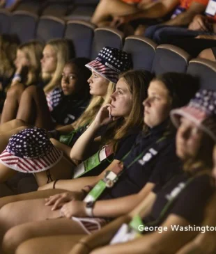 students watching film