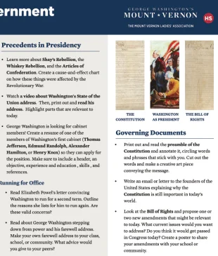 An activity sheet for high schoolers