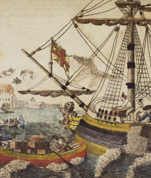 Engraving of the Boston Tea Party