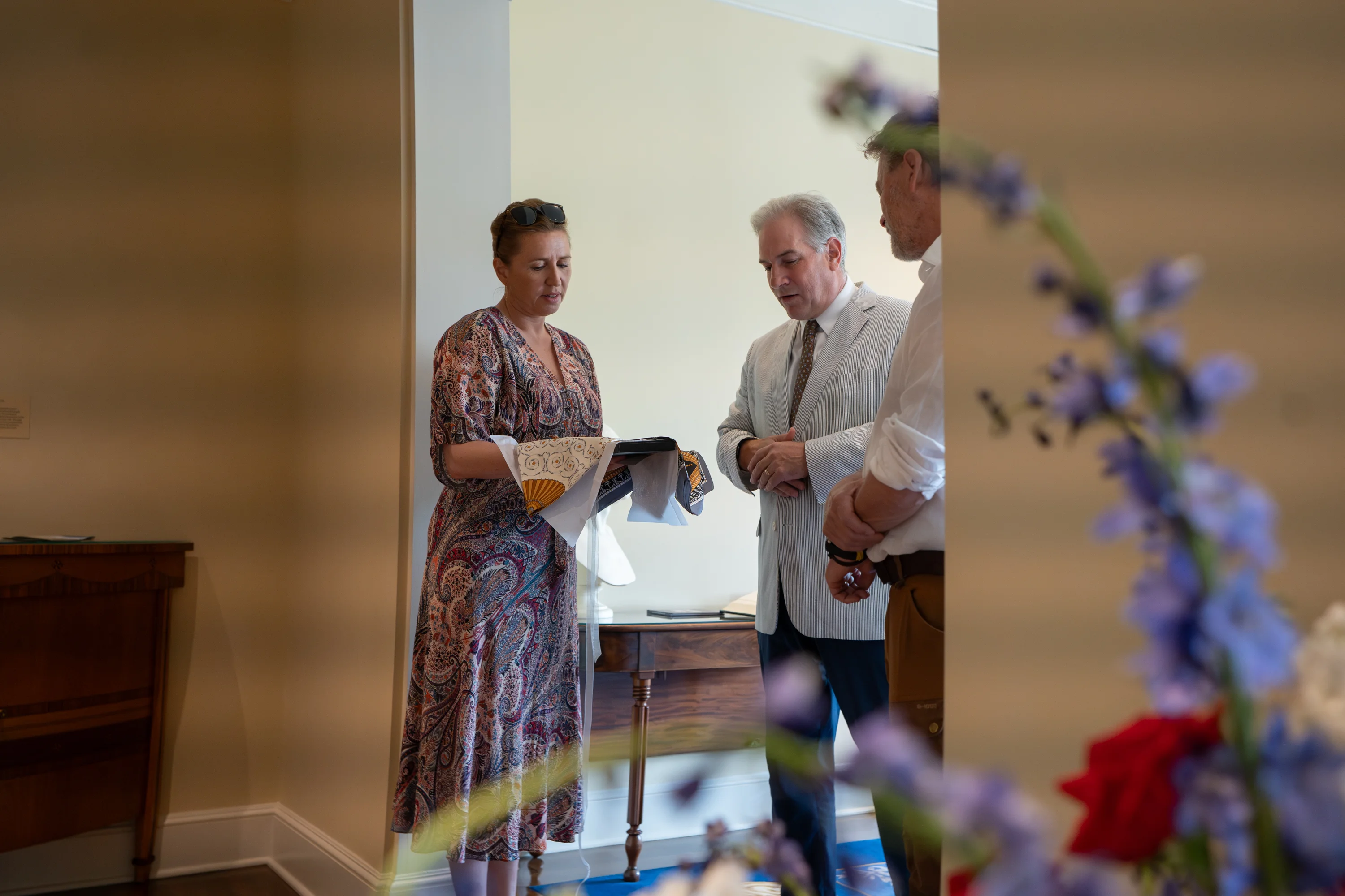 Prime Minister of Denmark is presented with a scarf