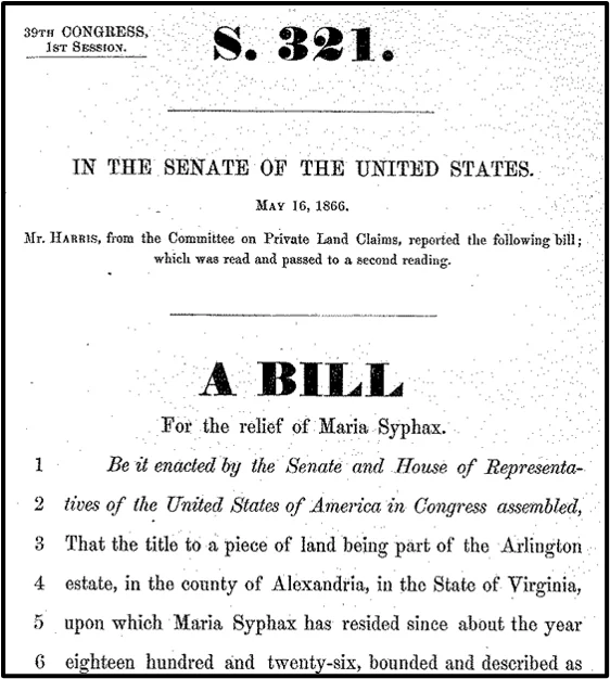 S. 321, A bill for the relief of Maria Syphax