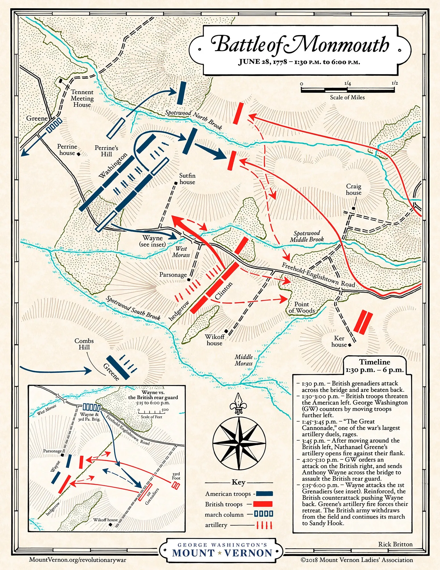 Map: Battle of Monmouth - Afternoon