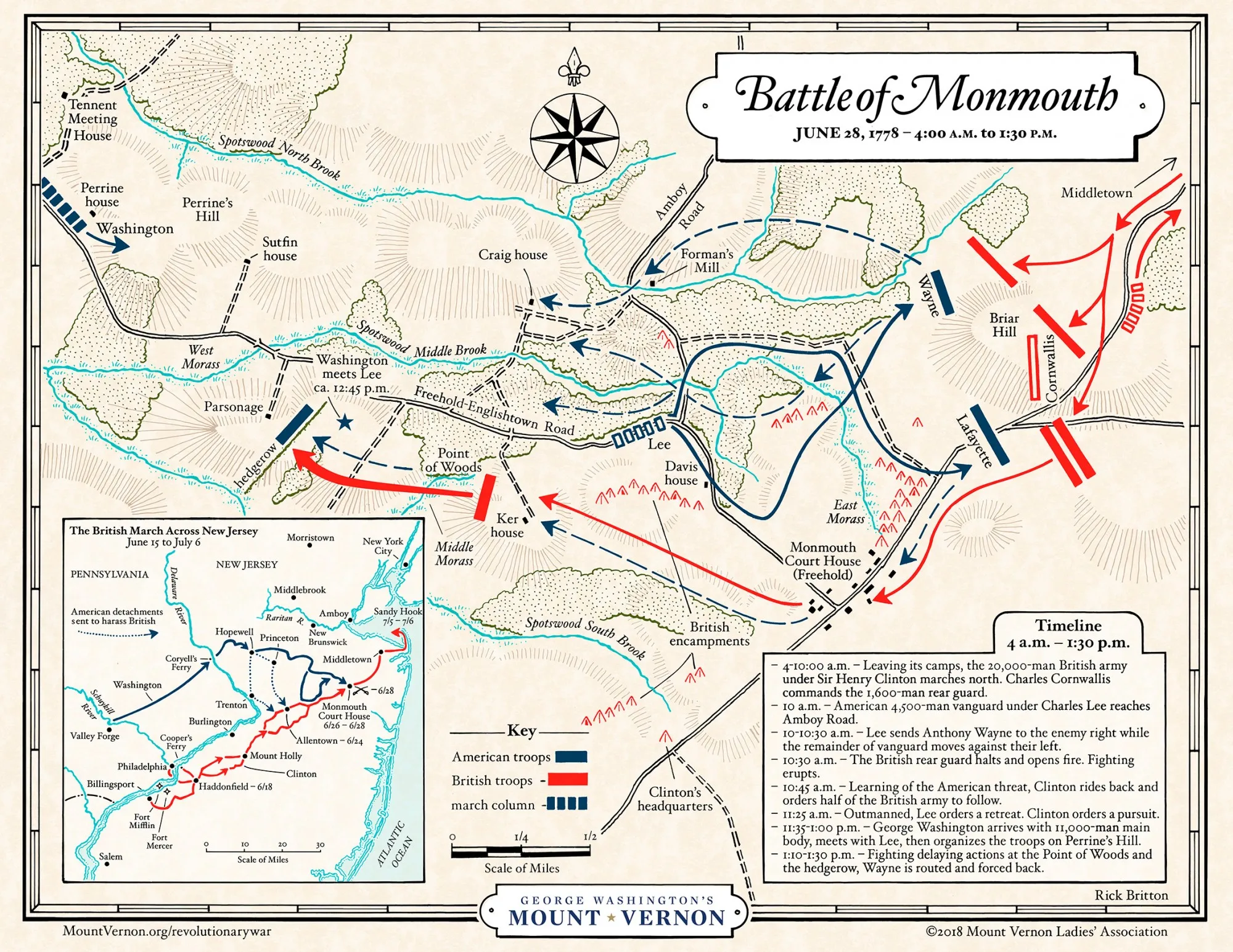 Map: Battle of Monmouth - Morning