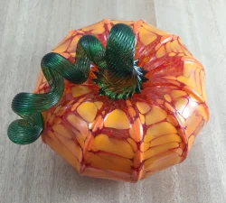 Luke Adams Glasswork Foliage Orange Pumpkin