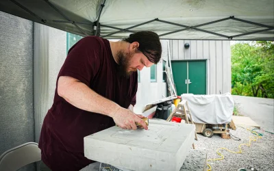 Carving the new sandstone replica