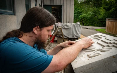 Carving the new sandstone replica